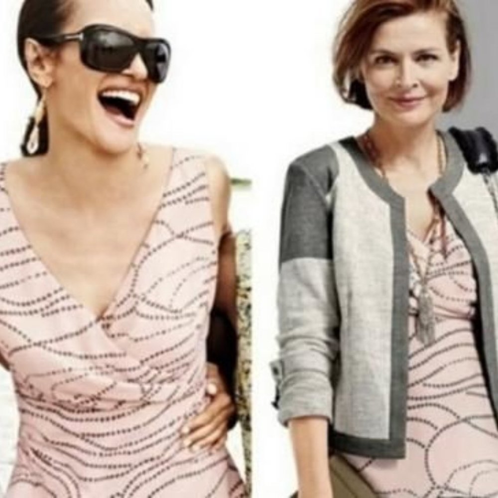 CABI - Pink & Black Sophia Cami V-Neck Tank Top Adjustable Straps Size 4